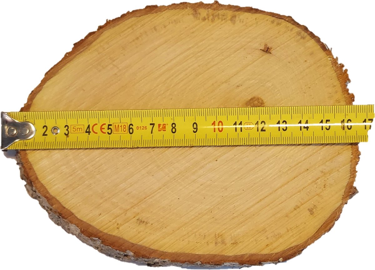 Boomschijf - houten schijven - met schors | niet geschuurd | 5 stuks |  15 - 17 cm Ø x c.a 3 cm dik. € 26,95 Incl. verzenden | 100% Belgisch Snoeihout. hobby - decoratie - houten schijven |Klimaat Bewuste Keuze